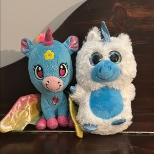 Sparkly Unicorn Plush Set - Blue and White